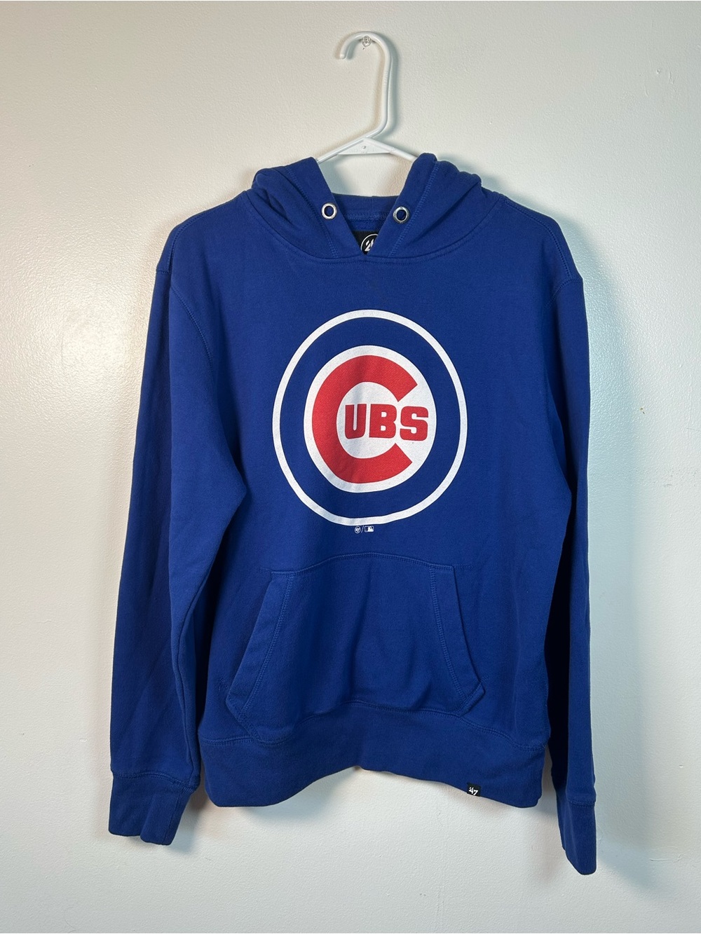 β47 Chicago Cubs MLB Pullover Hoodie Sweatshirt Size Small Red White Blue